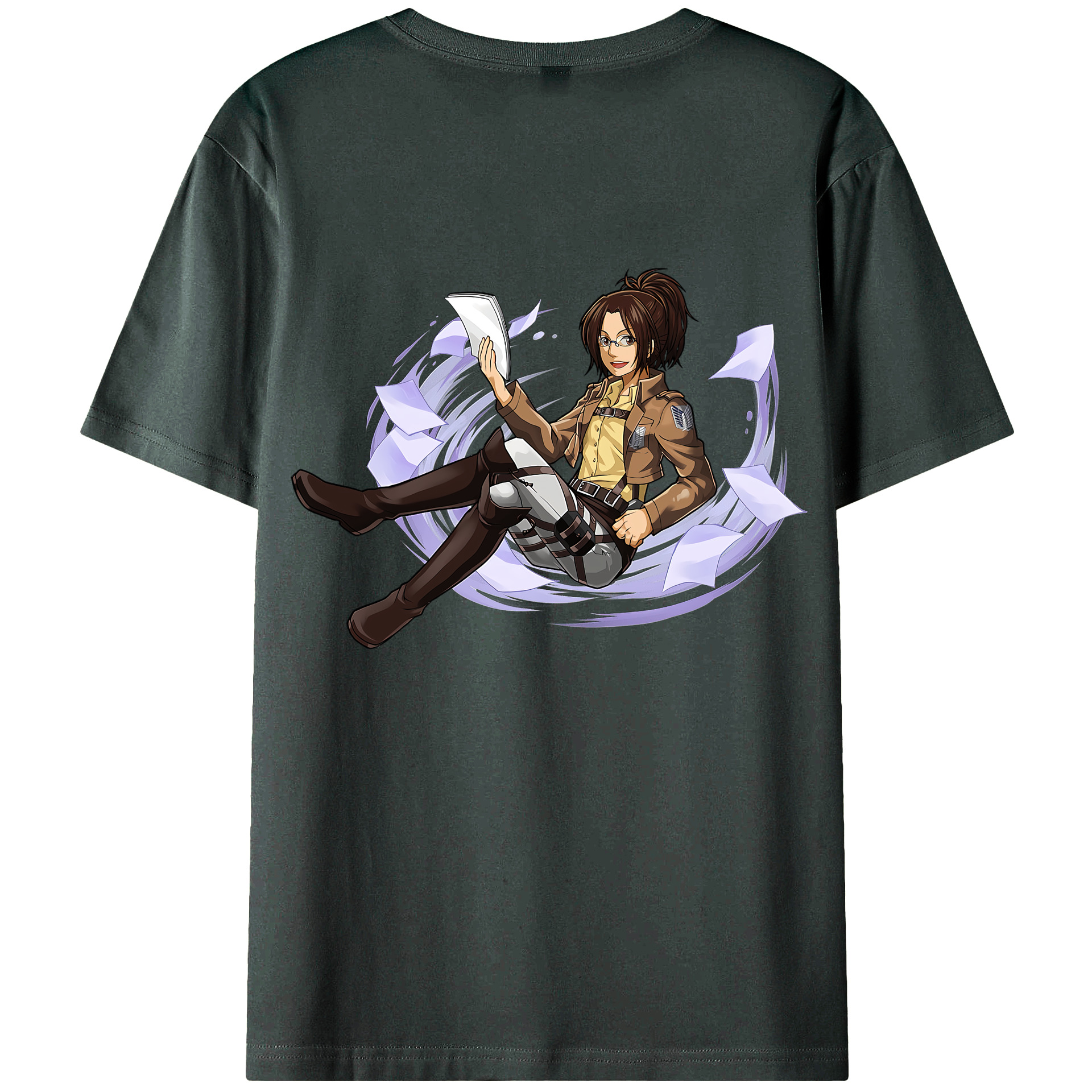 （画像用） 進撃の巨人 ハンジ·ゾエ Attack on Titan Hanji Zoe 綿100％ メンズ半袖Tシャツ（バックプリント） 通気性